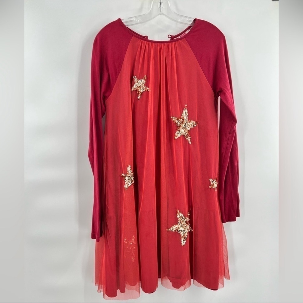 Boden pink sequins stars long sleeve tulle size 15/16Y